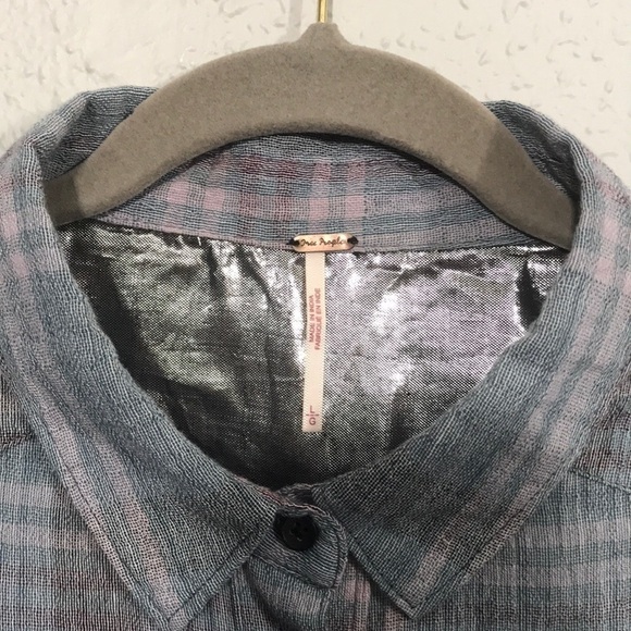 Free People Plaid L/S Batwing Button Up Shirt - Picture 4 of 9